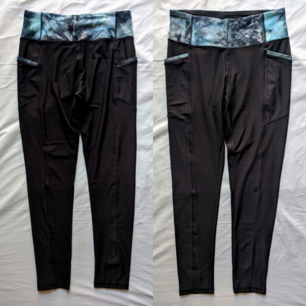 Zenana Outfitters Athletic Leggings w/Pockets Black/Blue L